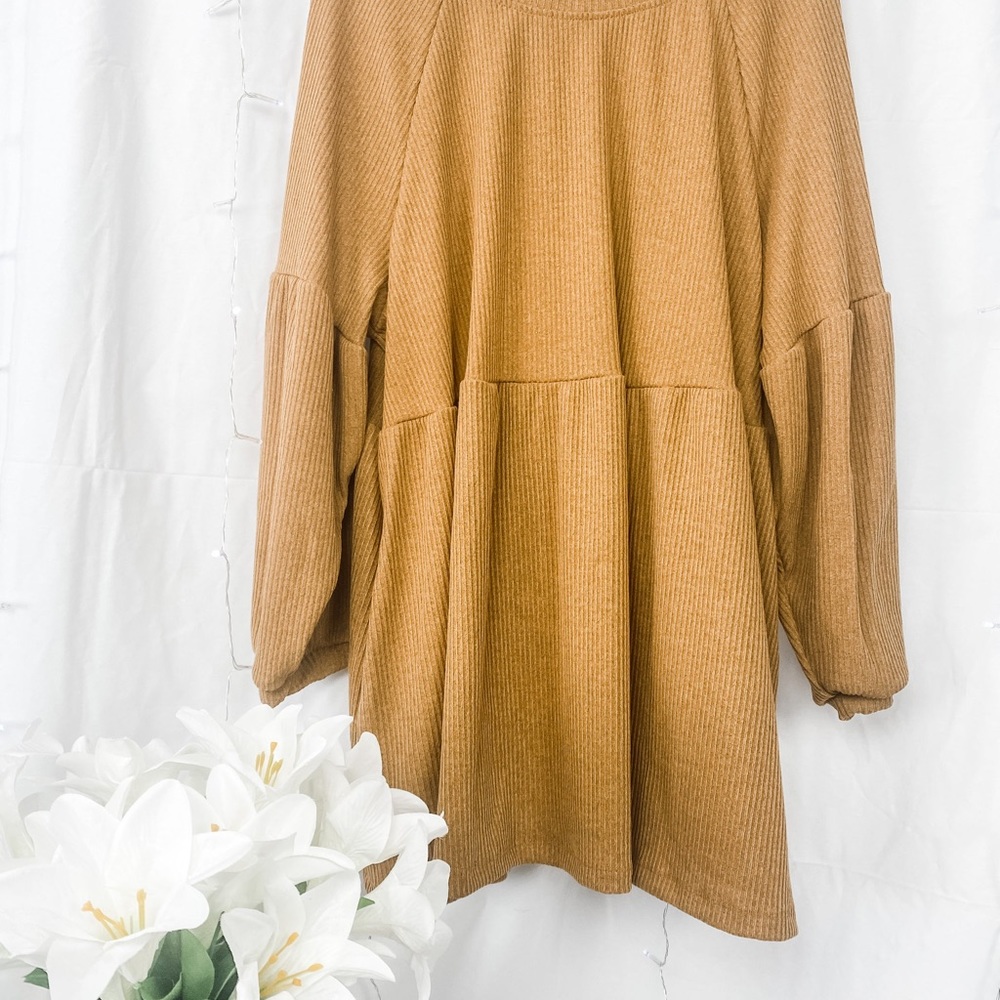 Mustard Ribbed Tunic Top - Picture 4 of 4